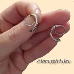 SILVER PETITE SWIRL HOOP THREADER EARRINGS